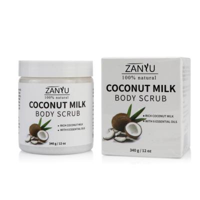 China Organic Exfoliator Private Label Skin Care Coconut Milk Salt Whitening Sugar Exfoliating Body Scrub for sale