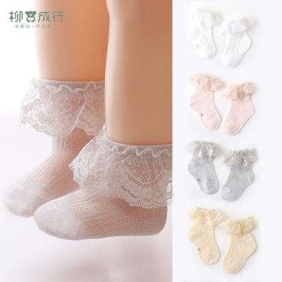 China B634 4Double Floral Girls' Lace Stitching Breathable Socks Princess Thin Baby Socks Baby Head Bone Sweat-absorbent Socks for sale