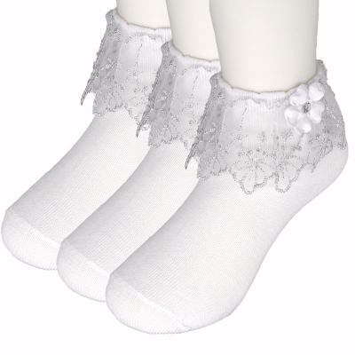 China High Quality QUICK DRY Custom Design Cute Flower Ornament Ruffle Lace Ankle Dress Socks For Kid Babies for sale