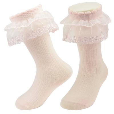 China 089#LP Baby's Dance Socks Double Princess Socks Lace Newborn Kids QUICK DRY Stockings for sale