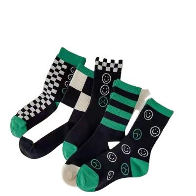 China Wholesale high quality comfortable happy men socks square pattern men's and women's cotton socks factory custom QUICK DRY LOGO A177 for sale