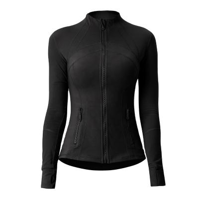 China ACTIVE STRETCH Yoga Suit Jacket Blouse Sports Running Tight Stand Up Cardigan Zipper Collar Long Sleeve for sale