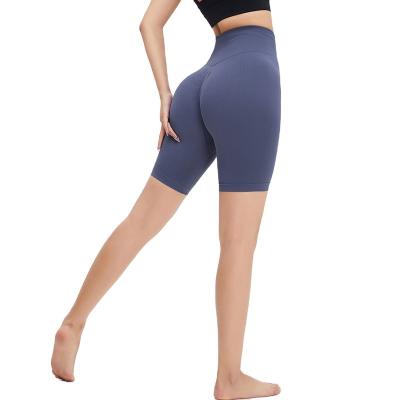 China Sweat-Wicking New High Waist Elastic Nude Silk High Hip Fitness Shorts Ice Feeling Shorts Lifting Running Exercise for sale