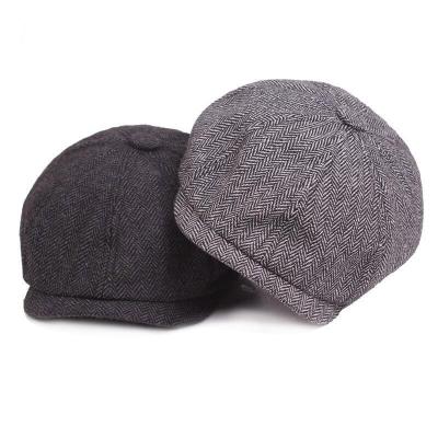 China Pale Checked Autumn New Vintage Herringbone Octagon Blinders Men's Berets Hats Flat Cap Women's Pumpkin Casual Hat Gatsby Beret Hats for sale