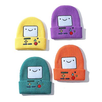 China COMMON Felt Embroidery Crochet Knit Cute Knitted Beanie Hat Girls Winter Hats Slouchy Hood for sale