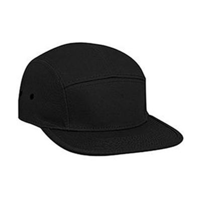 China Cotton Twill Plain Five Panel JOINT Hats Fit Flat Visor Camper Style Hat With Tie Back for sale