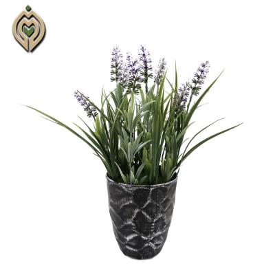 China Eco-friendly Home Decoration Plastic Basin Site Plants Artificial Flower Purple Lavender for sale