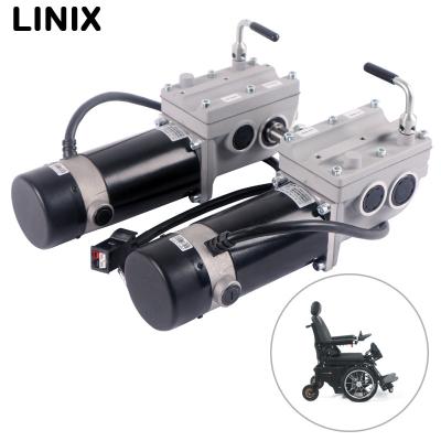 China Linix High Torque Electric Wheelchair Motor 88mm 24v 340w Totally Enclosed Brush DC Motor With Gear Reduction 32:1 For Electric Wheelchair Motor for sale