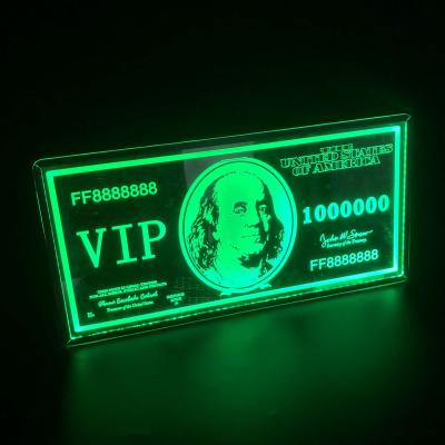 China Luxury Night Club Acrylic And Dollar Bill Design Led Message Board From VIP Lounge Customized for sale