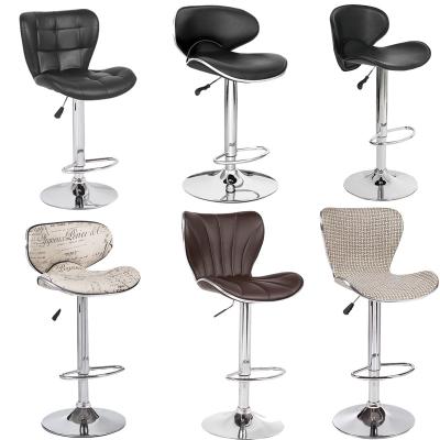 China 360 Degree Swivel Nordic Modern New Design Leather Black Upholstered Rotating Adjustable Bar Stool for sale