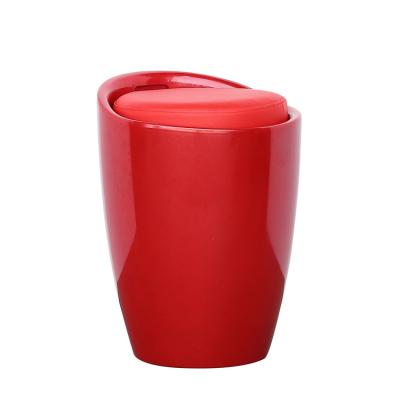 China Eco-friendly Color Custom Cylinder Can Store Pu Cushion Cheap Commercial Bar Stools Abs Plastic Storage Abs Bar Stool for sale