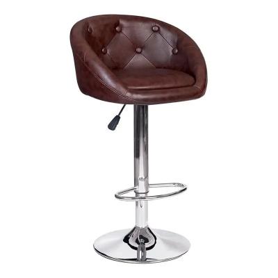 China 360 Degree Swivel Nordic Bar Stool Custom Brown Leather Counter Height Bar Stools For Vintage Bar for sale