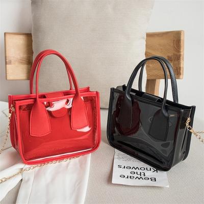 China Fashionable.Popular.Ladies.Wedding.Engagement Fashion Trend Jelly Transparent Bag Women Solid Cross - Body Handbag PVC PU Leather Zipper Compound Bags Shoulder Chain Bag for sale