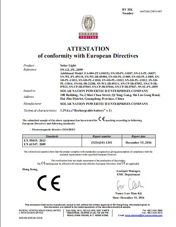 CE - Guangdong Solar Nation Powertech Enterprises Co., Ltd.