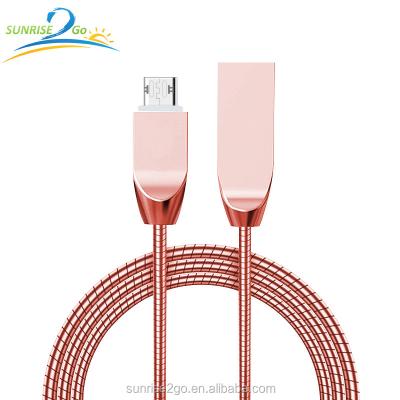 China MP3/MP4 Player Zinc Metal Stainless Steel USB Metal Spring Shield Micro Cord, 2.4A Fast Charger USB Cable For iPhone Android for sale