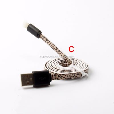 China 2017 Mobile Phone USB 3.1 1M/3Ft PVC Printing Pattern Flat Micro USB Cable For iPhone for sale