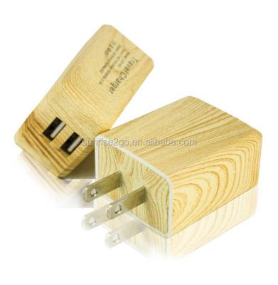 China We have 5 different style. Selling Like Hot Cakes USA Plug In 5V 2.1A 2 USB Port Wooden Grain Travel Wall Charger for sale