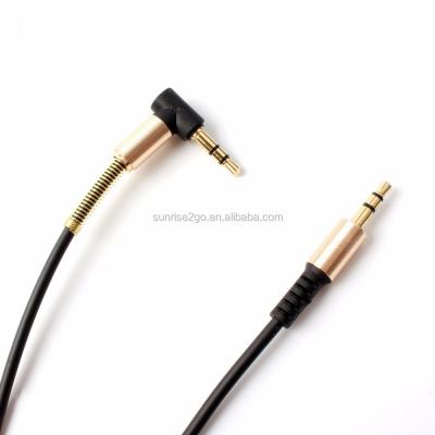 China DVD player 1M Male to male gold plated aux audio cable. 90 Degree Angle Spring Loader For MP3/Car/ Mobile Phone Speaker for sale