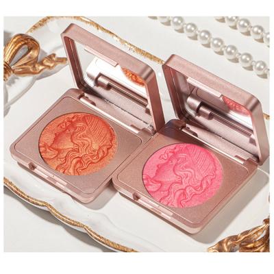 China Flat Brush Pressure Powder Blusher Palette Bright Color Powder Blusher Waterproof Makeup Dish for sale