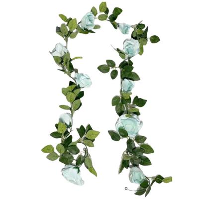 China Indoor Plants Wedding Home Decorations Faux Silk 10 Heads Large Blue Rose Vine Flowers for sale