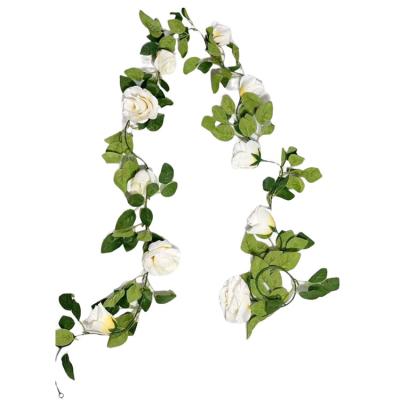 China Real Touch Artificial Flower 10 Real Touch White Rattan Wedding Decorations Silk Rose Vine Soft Rattan Heads for sale