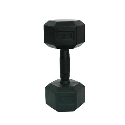 China Durable Cast Iron Fitness Hex Dumbbell With Fully Rubber Coated Handle for sale