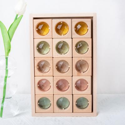 China Toy Large Wooden Sensory Building Blocks Rainbow Gem Stacking Toys Block Games montessori wooden toy for sale