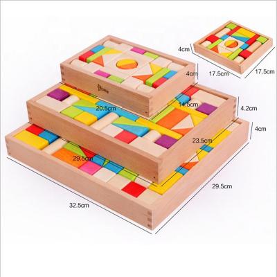 China DIY TOY children cpiled up to 2-3-6 years old oloured wooden building blocks children educational blocks games for sale