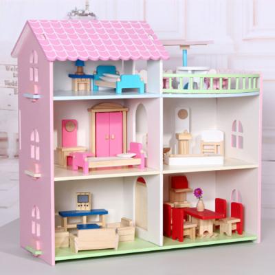 China Mini Toy Custom Children&'S Pretend Toys Children's Wooden Doll's Room Large Educational Diy Wooden Dolls for sale