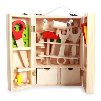 China TOY Multifunctional Nut Combination Tool MODEL set maintenance box to pretend wooden tool box Toy Set for sale