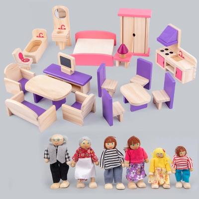 China DIY TOY Educational family pretend play ooden dollhouse sofa bedroom diy dollhouse miniature house toys for sale