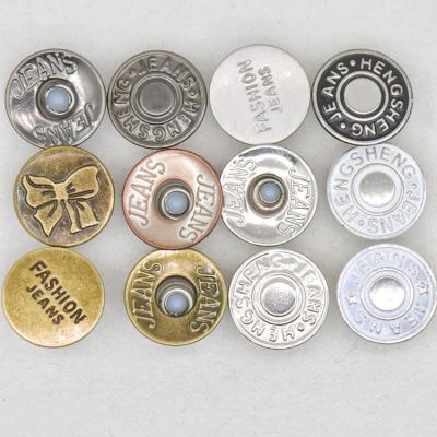 China SustainableOxidation Resistant Metal Does Not Fade Sell Stainless Steel Metal Button Silver And Copper Color With Logo Jeans Buttons for sale