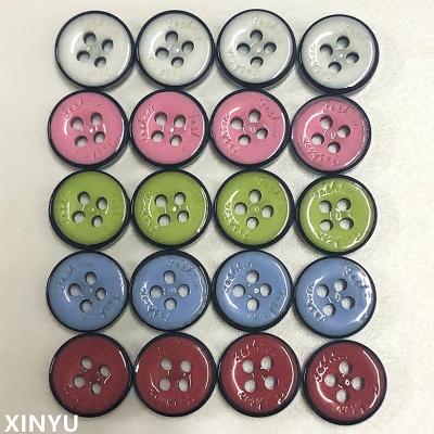 China Custom Sustainable Sales Resin Dot Oil Color Sweater Shirt Buttons Black, White, Red, Blue, Pink, Green Plastic Children's Buttons for sale