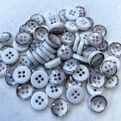 China Fashion Viable Popular Wholesale Custom Color 4 Hole Button 11 Mm Resin Plastic Shirt Button for sale