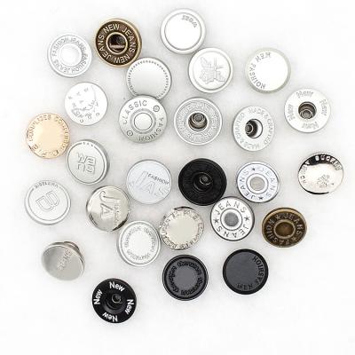 China SustainableOxidation Resistant Metal Does Not Fade Factory Sale Custom Cheap Denim Metal Jeans Brass Black Silver Bronze Buttons for sale