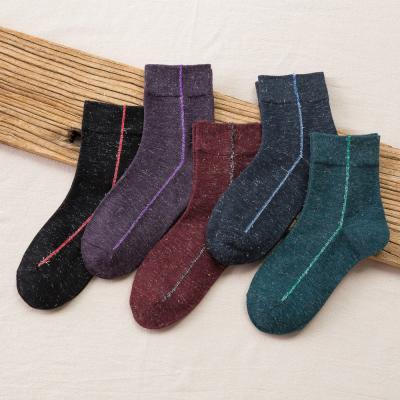 China Glitter Antibacterial Cotton Sock Winter Warm Soft Comfortable Solid Antibacterial Knitted Socks Woman Feminine Ladies for sale