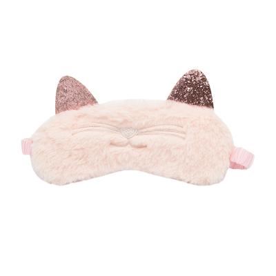 China Anti Wrinkle Cat Sleeping Eye Mask Fluffy Cute Glow Sun Shade for sale