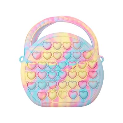 China Bag Messenger Bag Fidget Toys Funny Educational Anti-stress Heart Shaped Relaxation Toy Pops Silicone Push Bubble Bubble Kawaii Toy Children Gifts for sale