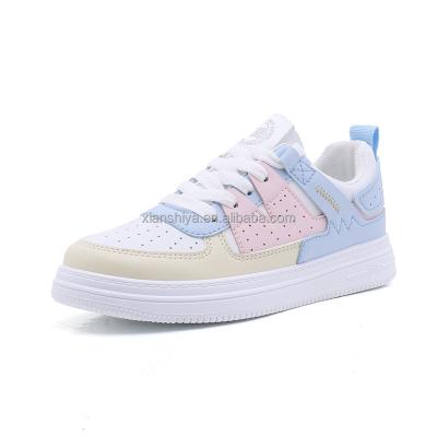 China Fall 2021 New Fashion Trend Shoes Women's Patchwork Color Flat Low White Shoes Skateboarding Shoes for sale