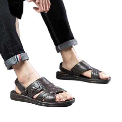 China Fashion Lightweight Cheap Original Leather Comfortable Men's Summer Slide Sandals for sale