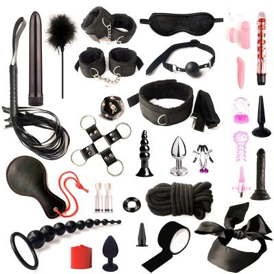 China Real Feeling Hot BDSM Touch 35 Pieces Bondage Set Adult Sex Toys Stimulate Handcuffs Nipple Clamps Gag Whip Rope Anal Plug For Couples Gay Lesbian for sale