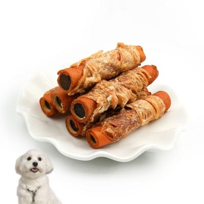 China Skin & Coat Health Wholesales High protein Pet Treats Chicken Beef Leather Sandwich Rolls Chewing Snacks for Pets for sale