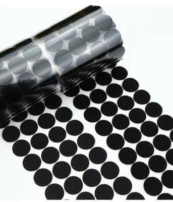 China 20mm 30% nylon 70% polyester diameter black hook and loop self adhesive dots hook and loop adhesive coins for sale