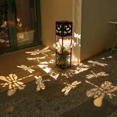 China Outdoor Butterfly/Bird/Dragonfly Garden Lights Solar Bronze Decorative LED Flower Stand Projection Lamp for Yard Lawn Patio Yard Landscaping Pathway for sale