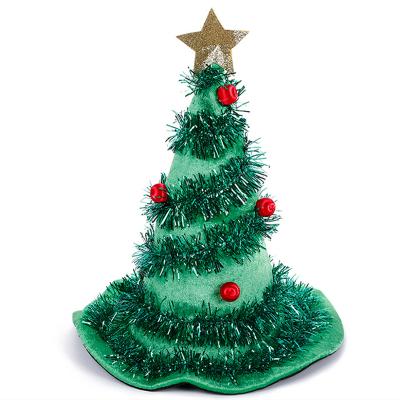 China Cloth + LED Christmas Tree Hat Set Decoration With Bell Santa Hat Bulk For Lights Costumes Adults And Kids Party Led Bucket Christmas Hat for sale