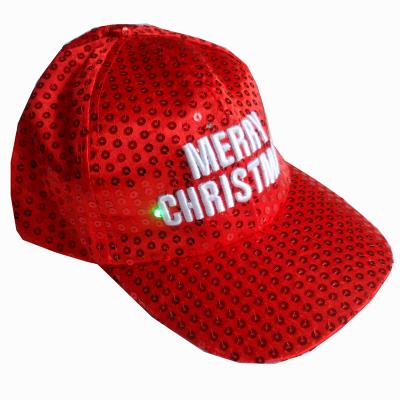 China Cutton+LED 7 Color Change Light Up Merry Christmas Hat With Led Decoration Flicker Lights Christmas Party Novelty Hats for sale