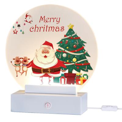 China Santa Claus Xmas Tree Elk Xmas Decoration Santa Claus Light Christmas Desk Table Lit Novelty Led Wall Light For Home Indoor for sale