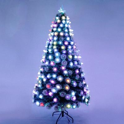 China Christmas Tree Decorations 60-300cm Multi Color Pine Cone Fiber Optic Christmas Tree With Led Light for sale