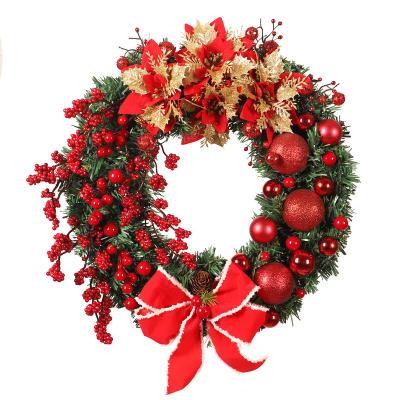 China Wholesale PVC+LED Christmas Garland Decorative Battery Operated Front Door Wreath Led Lights Christmas Braids Party Decorations for sale