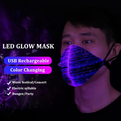 China Luxury Fiber Optic Luminous Face Maskes 7 Color Change LED Light Up For Party Halloween Christmas Rave Masquerade Concert for sale